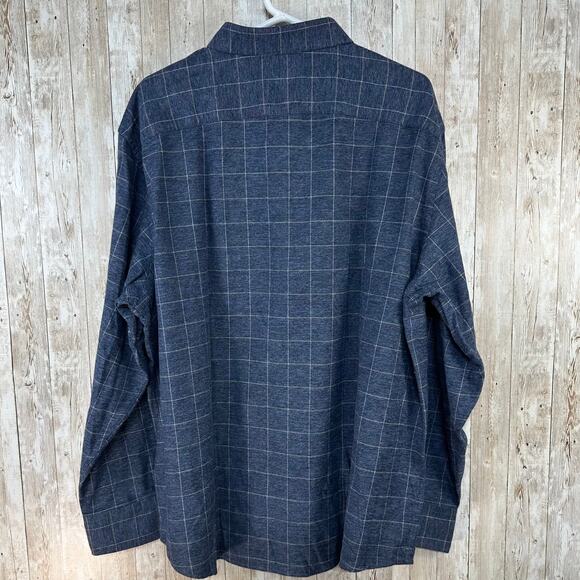 UNTUCKit Mens Button Up Shirt 3XL Gray Blue Windowpane Plaid 100% Cotton Flannel - Picture 2 of 7